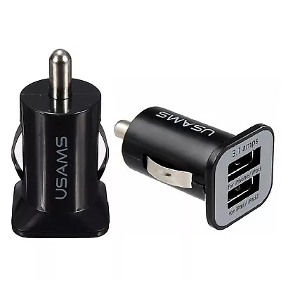 New USAMS Twin Dual USB 2 Port 3.1 Amp Car Socket Charger For IPhone IPad • £3.85