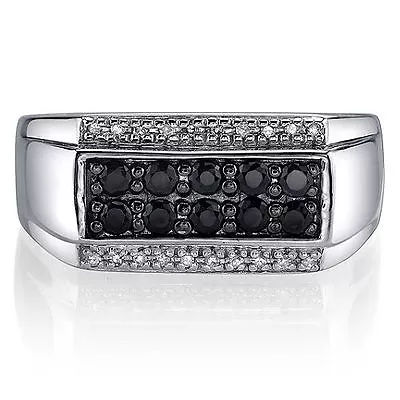 Men's Black Sapphire And Diamond Accent Ring ~ Brand New W/Tags ~ Free Shipping! • $159.98