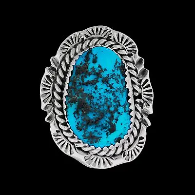 Navajo Turquoise Ring • 925 Sterling Silver • Handmade By Benjamin Martinez •... • $73.60