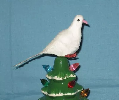 Ceramic Christmas Tree Topper White Dove Bulbs Star • $11.99