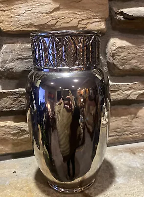 Victoria Hagan Perfect Pieces Porcelain Mirror Silver Vase 10” • $22