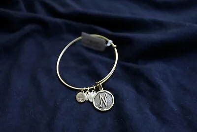 $19 • Buy ALEX AND ANI Initial 'N' Charm Brass Bangle Bracelet 2013 BRAND NEW