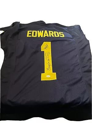 BRAYLON EDWARDS Signed Michigan Wolverines Blue Jersey Go Blue! Inscription JSA • $64.99