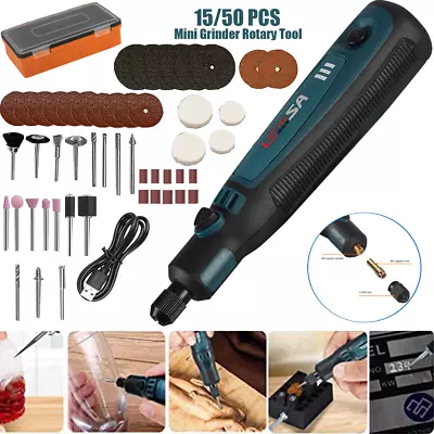 Mini Grinder Rotary Tool Polishing Drill Kit Variable Speed 15/50pcs Accessories • $20.69