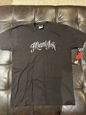 Miami Ink Black White S/S Cotton Shirt Men's Medium New NWT • $20.99