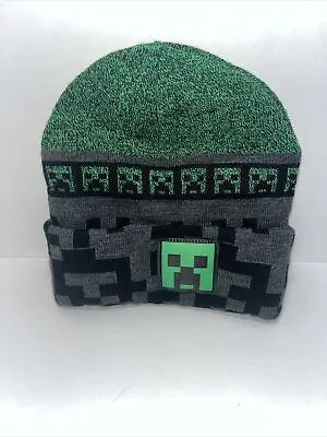 Mojang Minecraft Creeper Beanie Winter Hat  Green Black Youth New W/O Tags • $14.97