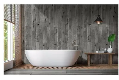 Distressed Oak Grey Bathroom Wall Panels Cladding Shower PVC Waterproof Wet Wall • £80