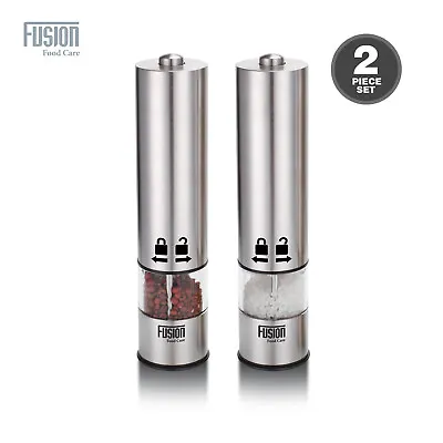 Electric Salt Pepper Mills Stainless Steel Grind Set One Touch With Led Light • £9.99