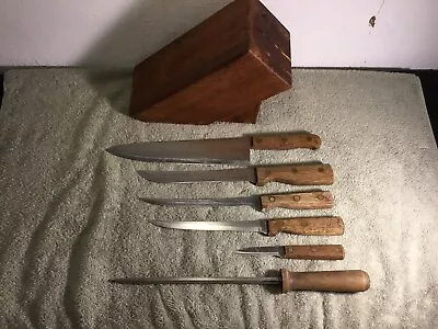 Vintage Old Homestead Kitchen Knife Set - Lifetime Cutlery - 7 Piece + Block • $49.99