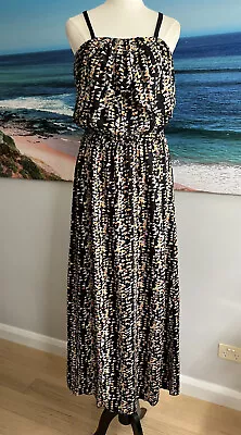 KATIES Multicoloured Geo Print Dark  Elastic Waist Dress Size 10 • $25