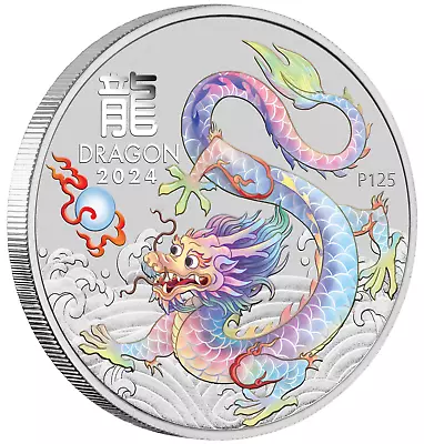 2024 Lunar Year Of The Dragon 1oz WHITE Silver $1 Coin BRISBANE SHOW COIN ANDA • $89.95