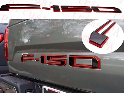 $32.88 • Buy Black W Red Outline Tailgate Inserts Letters Emblem Fit For F150 2018-2020