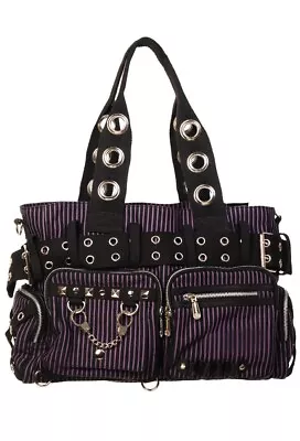 £34.99 • Buy Purple Gothic Rockabilly Punk Emo Canvas Handcuff Shoulder Bag BANNED Apparel