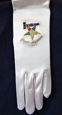 Masonic Past Matron CoLor Eastern  Star  Gloves Stretch Satin Fabric Fits All • $13