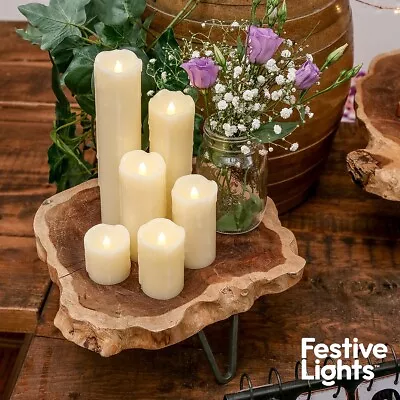 £38.99 • Buy Battery Power Flickering Real Wax LED Lit Safe Flameless Candles | Indoor Pillar