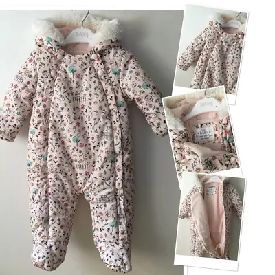 £6.95 • Buy M&S Baby Girls Scenic Floral Mix Padded Pram Suit Snow Suit Coat 6-9 Months