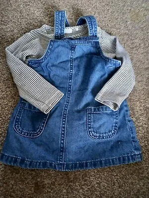 Baby Girls 9-12 Months Dungaree Dress & Baby Grow Set Tesco F&F • £2.50