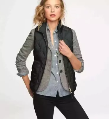 J Crew Excursion Black Quilted Puffer Vest In Black Size XS Style 92465 • $14