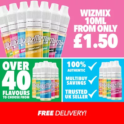 WizMix Vape Liquid | 10ml E Liquid | 0mg/3mg/6mg/12mg/18mg | Tobacco | Fruity • £2.99