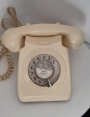 GPO 746F Rotary Dial Vintage 1970's Cream Retro Telephone Untested Not Convert • £14