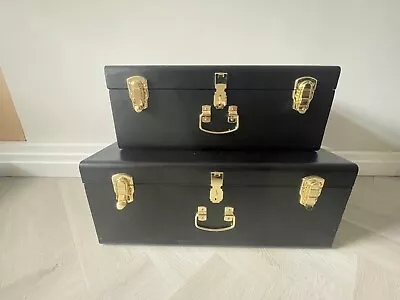 ~ Made.com Gunner Set Of 2 Metal Trunks Matte Black & Brass. • £15