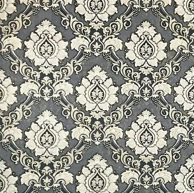 Embossed Wallpaper Textured Victorian Damask Gray Gold Metallic Wallcoverings 3D • $3.82