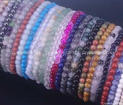 Handmade 4mm AAA Natural Gemstone Round Beads Stretchy Bracelet Healing Reiki 7  • £5.44