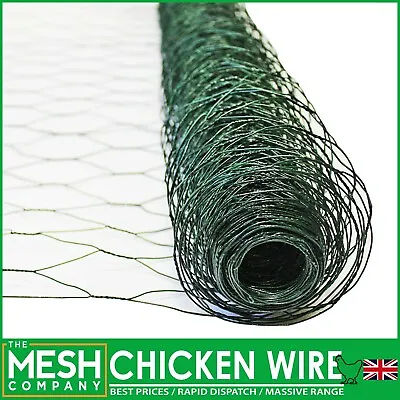 50mm GREEN PVC Chicken Wire Netting Mesh Net Rabbit Aviary Fence 10m X 900mm • £9.99