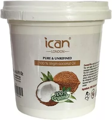 Ican Organic Extra Virgin Coconut Oil 125g - 100% Pure Raw & Cold Pressed • £5.89