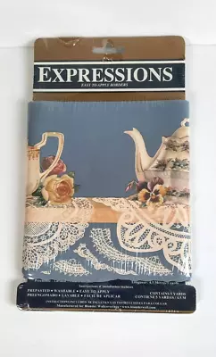 Expressions Wallpaper Border 5 Yds. Teapot Lace Doilies Roses Pansies New Sealed • $14.99