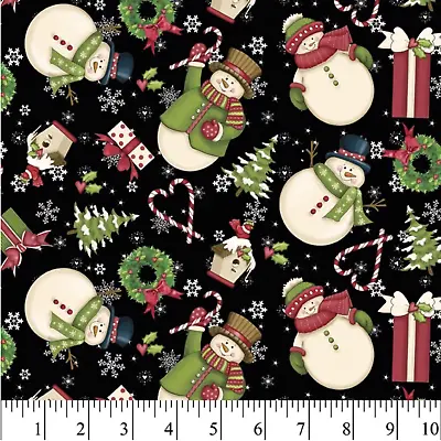 Christmas Winter Snowman *CHOOSE COLOUR* Snowflake Toss Sewing Quilting Fabric  • $6.25