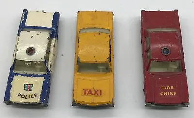 Vintage Matchbox Series Lesley Fire Police Taxi  Ford Galaxy Chevy Impala • $24.99