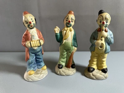 $24.99 • Buy Lot Of 3 Vintage Ceramic Circus Clowns Bat Harmonica Sax