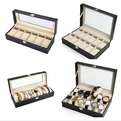 6/12 Grids Leather Watch Jewelry Display Storage Holder Case Box Organizer OZ • $19.95