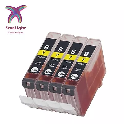 4 Yellow Ink Cartridge CLI8-Y Compatible With Canon Multipass MP500 MP600 • £4.99