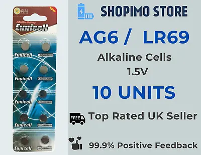 10 X AG6 L921 LR69 G6 LR920 370 371 LR921 1.5v Alkaline Button Coin Cell Battery • £2.49