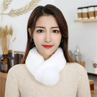 100% Real Rabbit Fur Scarf Thicken Winter Warm Collar Neck Warp For Cute Girl • $24.05