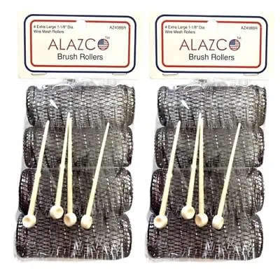 ALAZCO 8 Pc Vintage Style Hair Rollers XLarge BRUSH X-Large (Pack Of 8) • $14.91