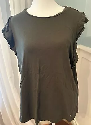 Michael Kors Size 1X Womens Short Sleeve Shirt Green Flutter Sleeves E • $12.99