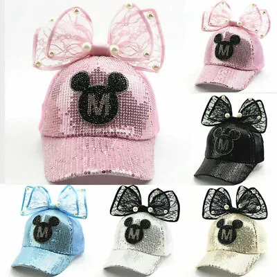 Kids' Girls Boy Cartoon Mickey Minnie Mouse Baseball Cap Casual Snapback Sun Hat • £7.15