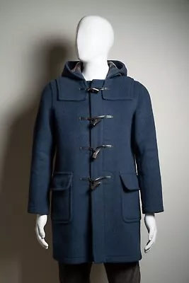 Men's London Tradition Duffel Coat Martin Slim Long Denim Twill Sz 40 • $199.99