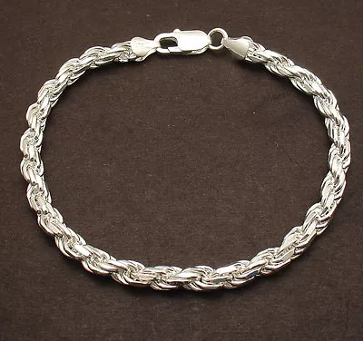 9  6mm Bold Diamond Cut Rope Chain Bracelet Solid Real 925 Sterling Silver 23.4g • $90.30