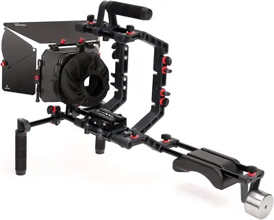 DSLR Camera Shoulder Support Rig Kit With Cage & Matte Box | DV HDV DSLR Video C • $241.99