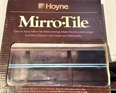 Vintage HOYNE  Mirro•Tile / 12  × 12  Plate Glass Mirror Tiles/ Box Of 6/ NOS • $40