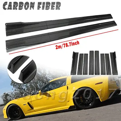 Carbon Fiber Look Side Skirt Lip Splitter Spoiler For Corvette C5 C6 1997-2013 • $59.99
