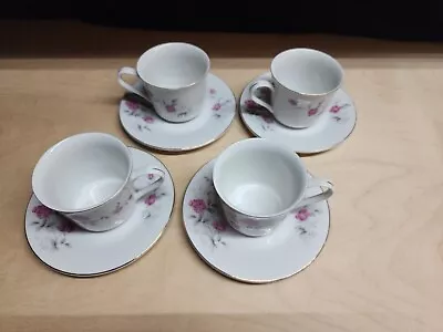 $39.95 • Buy Set Of 4:  Vintage China Saucer & Cup  Rose Theme 