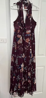 ASOS Deep Plunge  Halter Floral Maxi  Dress Size 12. Races Or Wedding Style. • $20