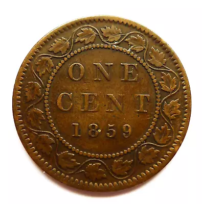 Canada 1 Cent 1859 Victoria Abt Gvf Light Recut Error To 'n' In Canada Km#1 • £10.39