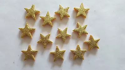 £3.95 • Buy 24 Glittery Gold Stars - Edible Sugar Cake Decorations / Toppers