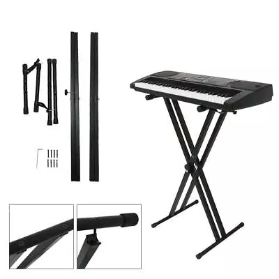 Electric Keyboard Piano Double X-brace Construction Stand Adjustable Dual Tube • $32.97